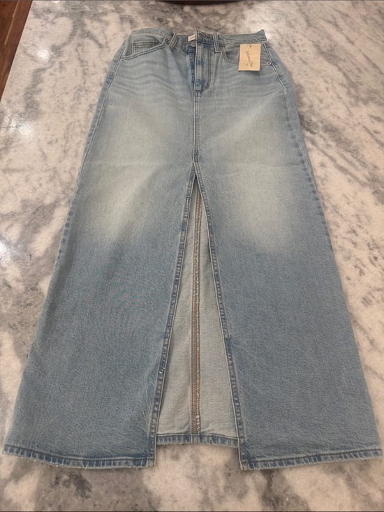 Universal Thread Denim - Universal Thread Light Blue Denim Maxi Skirt with Center Zip Slit